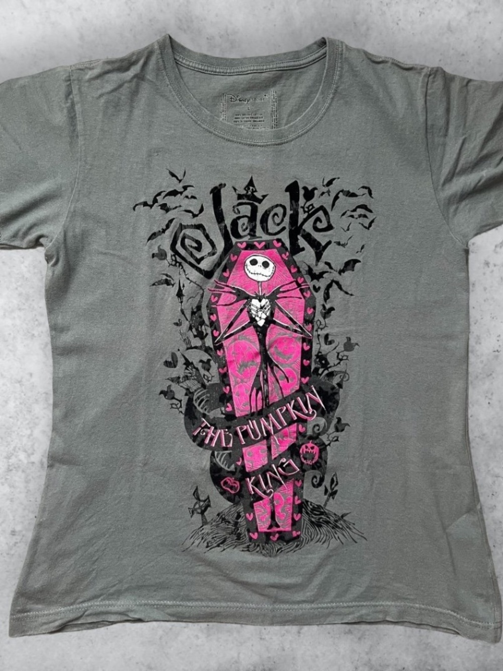 Jack Skellington *Pumpkin King* The Nightmare Before Christmas Flocked T-Shirt L